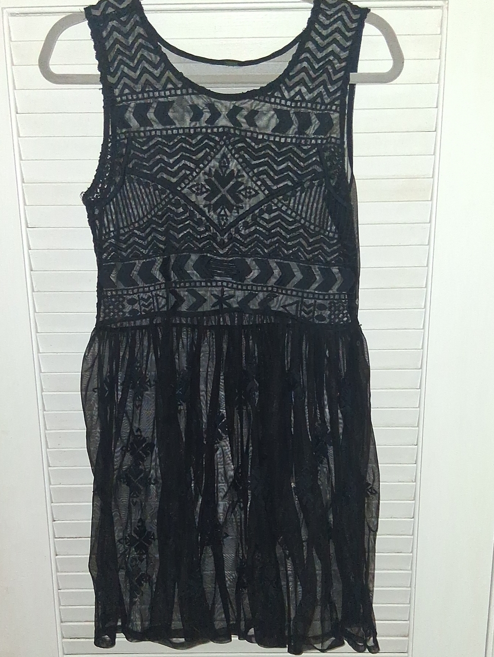 Free People Black Lace Sheer Overlay Dress Medium